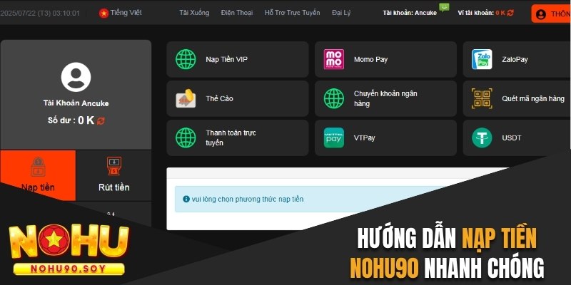 Nạp tiền Nohu90