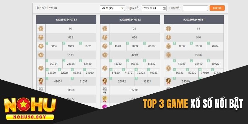 Top 3 game nổi bật tại danh mục xổ số